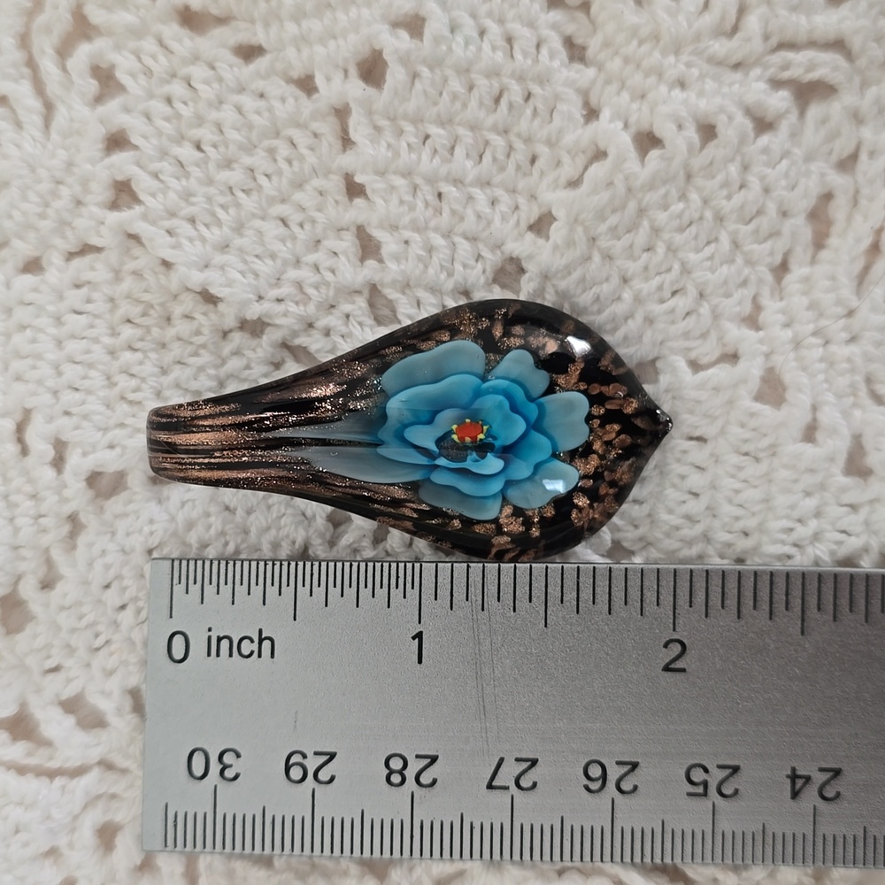 Flower Art Blown Glass Pendant, EUC - Picture 5 of 5